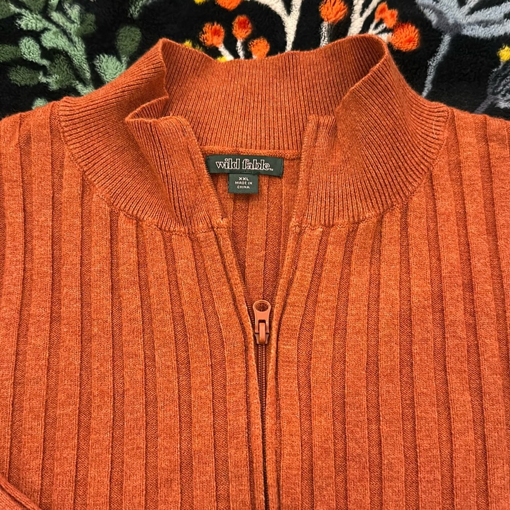 Wild Fable Orange Double Zip Sweater- XXL